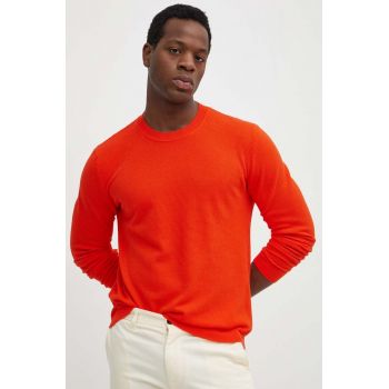 United Colors of Benetton pulover de bumbac culoarea portocaliu, light