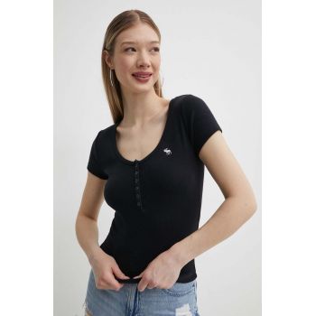Abercrombie & Fitch tricou femei, culoarea negru