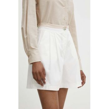 Answear Lab pantaloni scurti femei, culoarea alb, neted, high waist de firma originali