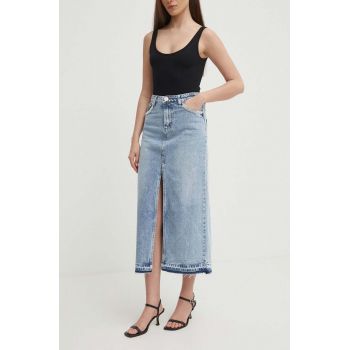 Artigli fustă din denim culoarea albastru, midi, evazată, SHARON