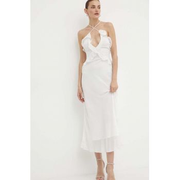 Bardot rochie OLEA culoarea alb, maxi, mulata, 59176DB1