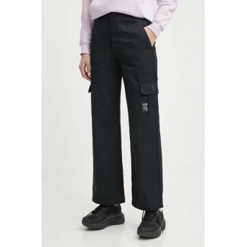 Champion pantaloni femei, culoarea negru, lat, high waist, 117201 ieftina