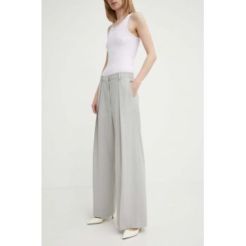 Day Birger et Mikkelsen pantaloni din lana culoarea gri, lat, high waist