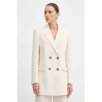 Elisabetta Franchi sacou culoarea bej, un singur rand de nasturi, neted, GI09542E2 de firma original