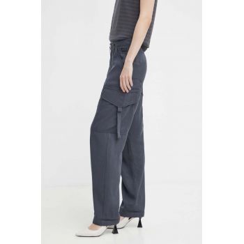 G-Star Raw pantaloni femei, culoarea gri, fason cargo, high waist, D24598-D521