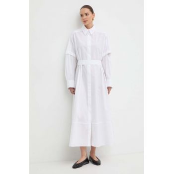 Ivy Oak rochie din bumbac culoarea alb, maxi, oversize, IO117614