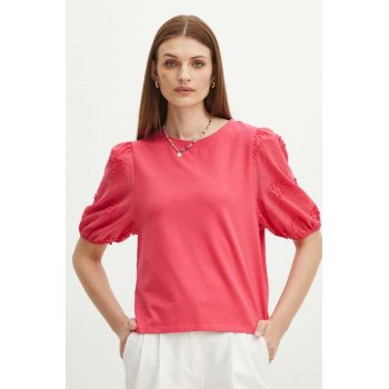 Medicine tricou din bumbac femei, culoarea roz de firma original
