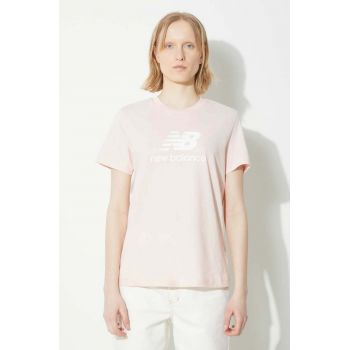 New Balance tricou din bumbac Sport Essentials femei, culoarea roz, WT41502OUK