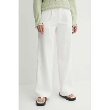 Résumé pantaloni de bumbac AnselRS Pant culoarea alb, drept, high waist, 20611125