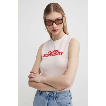 Superdry top femei, culoarea roz