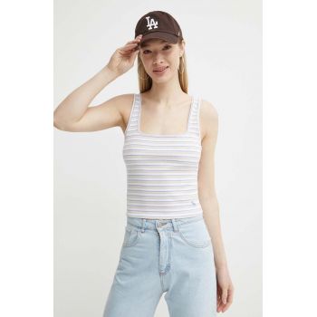 Abercrombie & Fitch top femei, culoarea alb