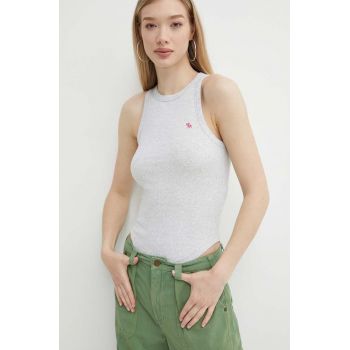 Abercrombie & Fitch top femei, culoarea gri