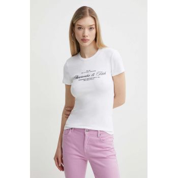 Abercrombie & Fitch tricou femei, culoarea bej de firma original
