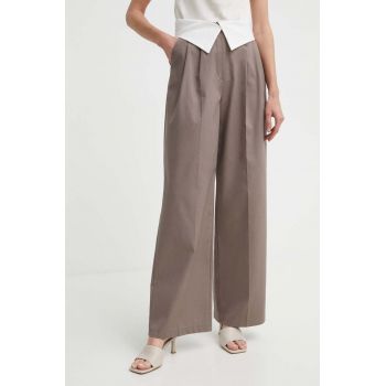 Answear Lab pantaloni femei, culoarea maro, lat, high waist