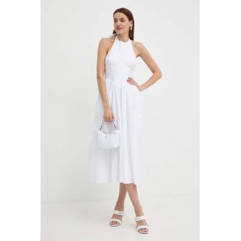 Bardot rochie din bumbac KYLEN culoarea alb, maxi, evazati, 59251DB
