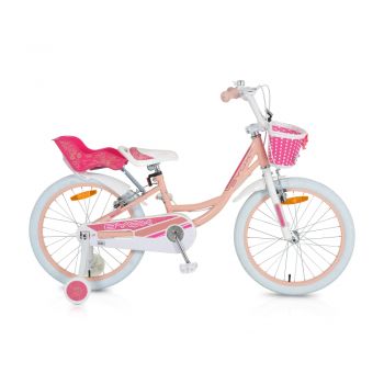 Bicicleta pentru fetite cu roti ajutatoare Byox Fashion Girl Coral 20 inch