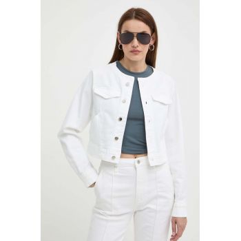 BOSS geaca jeans femei, culoarea alb, de tranzitie, 50514580 de firma originala