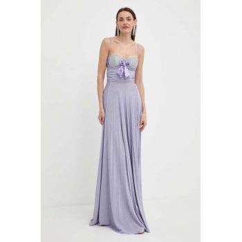 Elisabetta Franchi rochie culoarea violet, maxi, evazati, AB62942E2