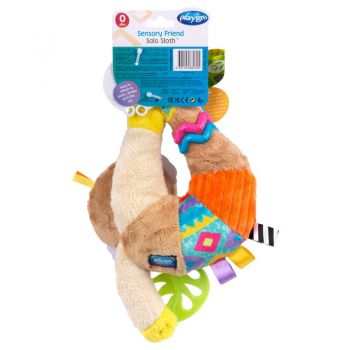 Jucarie carucior sau scaun auto Playgro cu inele pentru dentitie Sensory Friend Salo Sloth