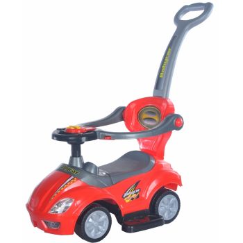 Masinuta pentru copii cu maner parental Piccolino Rosie, muzicala, suport pentru picioare, bara detasabila, greutate maxima admisa 20 kg
