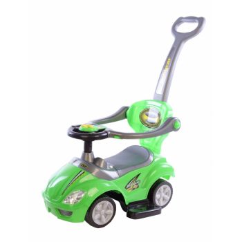 Masinuta pentru copii cu maner parental Piccolino Verde, muzicala, suport pentru picioare, bara detasabila, greutate maxima admisa 20 kg