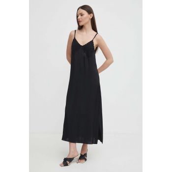 Sisley rochie culoarea negru, maxi, drept