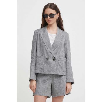 Sisley sacou de in culoarea gri, cu doua randuri de nasturi, neted de firma original