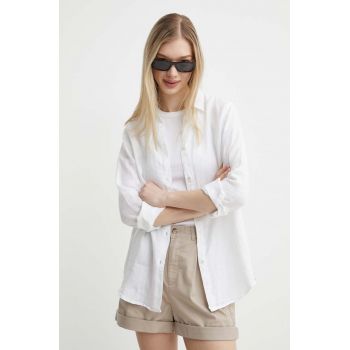 Superdry camasa de in culoarea alb, cu guler clasic, regular ieftina