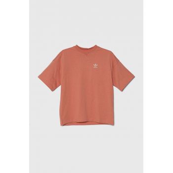 adidas Originals tricou de bumbac pentru copii culoarea portocaliu