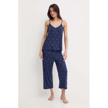 Dkny pijama femei, culoarea albastru marin, YI90010