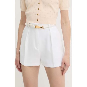 Elisabetta Franchi pantaloni scurti femei, culoarea alb, neted, high waist, SH00542E2 de firma originali