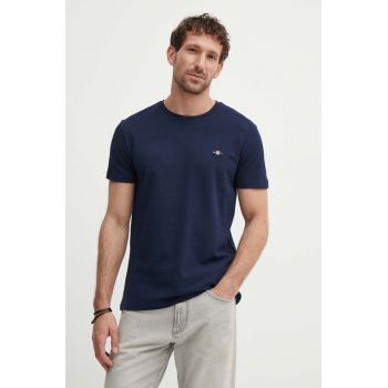 Gant tricou din bumbac barbati, culoarea albastru marin, neted, 2013033 ieftin