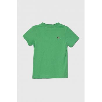 Lacoste tricou de bumbac pentru copii culoarea verde, neted ieftin