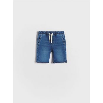 Reserved - Pantaloni scurți jogger, din denim - albastru