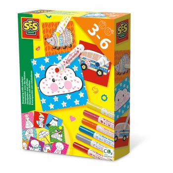 Set creativ pentru copii - Stampilam cu 6 markere si 16 carduri pretiparite,3-6 ani