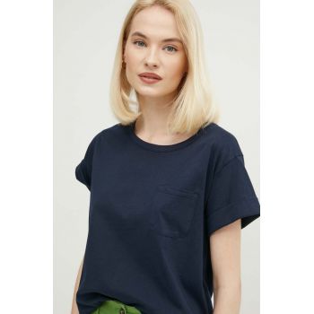 Sisley tricou din bumbac femei, culoarea albastru marin