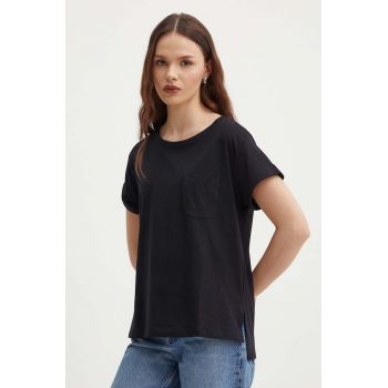 Sisley tricou din bumbac femei, culoarea negru