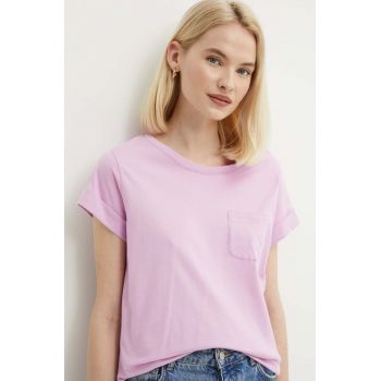 Sisley tricou din bumbac femei, culoarea roz