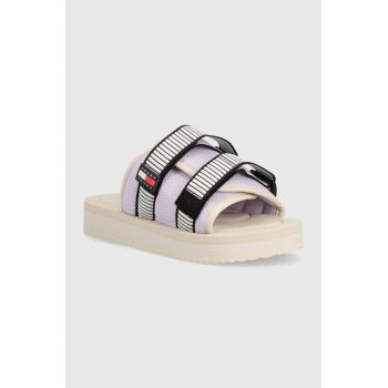 Tommy Jeans papuci TJW CITY HIKE SANDAL femei, culoarea bej, EN0EN02544