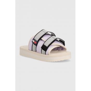 Tommy Jeans papuci TJW CITY HIKE SANDAL femei, culoarea bej, EN0EN02544