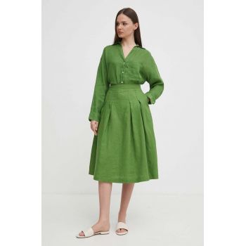 United Colors of Benetton fusta din in culoarea verde, midi, evazati ieftina