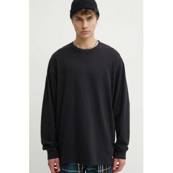 Vans longsleeve din bumbac culoarea negru, neted