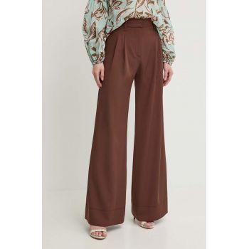 Aniye By pantaloni femei, culoarea maro, lat, high waist, 185039