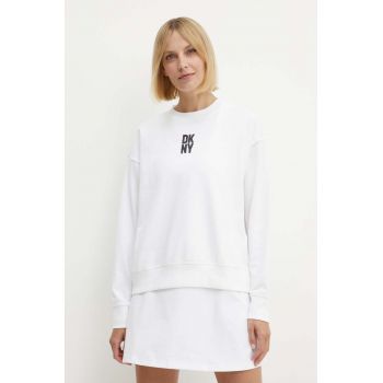 Dkny bluza femei, culoarea alb, cu imprimeu, DP4T9698