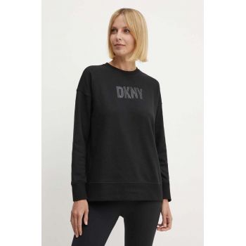 Dkny bluza femei, culoarea negru, cu imprimeu, DP4T9674 ieftin