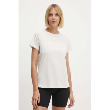 Dkny tricou din bumbac femei, culoarea bej, DP4T9672