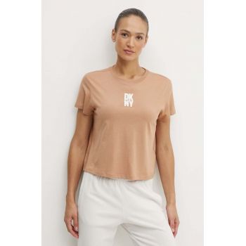 Dkny tricou din bumbac femei, culoarea maro, DP4T9699