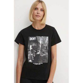 Dkny tricou din bumbac femei, culoarea negru, DP4T9725 ieftin