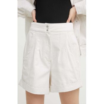 IRO pantaloni scurți din amestec de in culoarea bej, neted, high waist