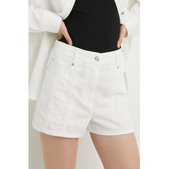 IRO pantaloni scurti din bumbac culoarea alb, neted, high waist